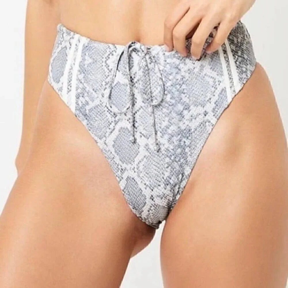 Frankie's Bikinis high waisted python bottoms  size large snake skin NWT